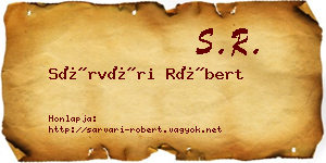Sárvári Róbert névjegykártya